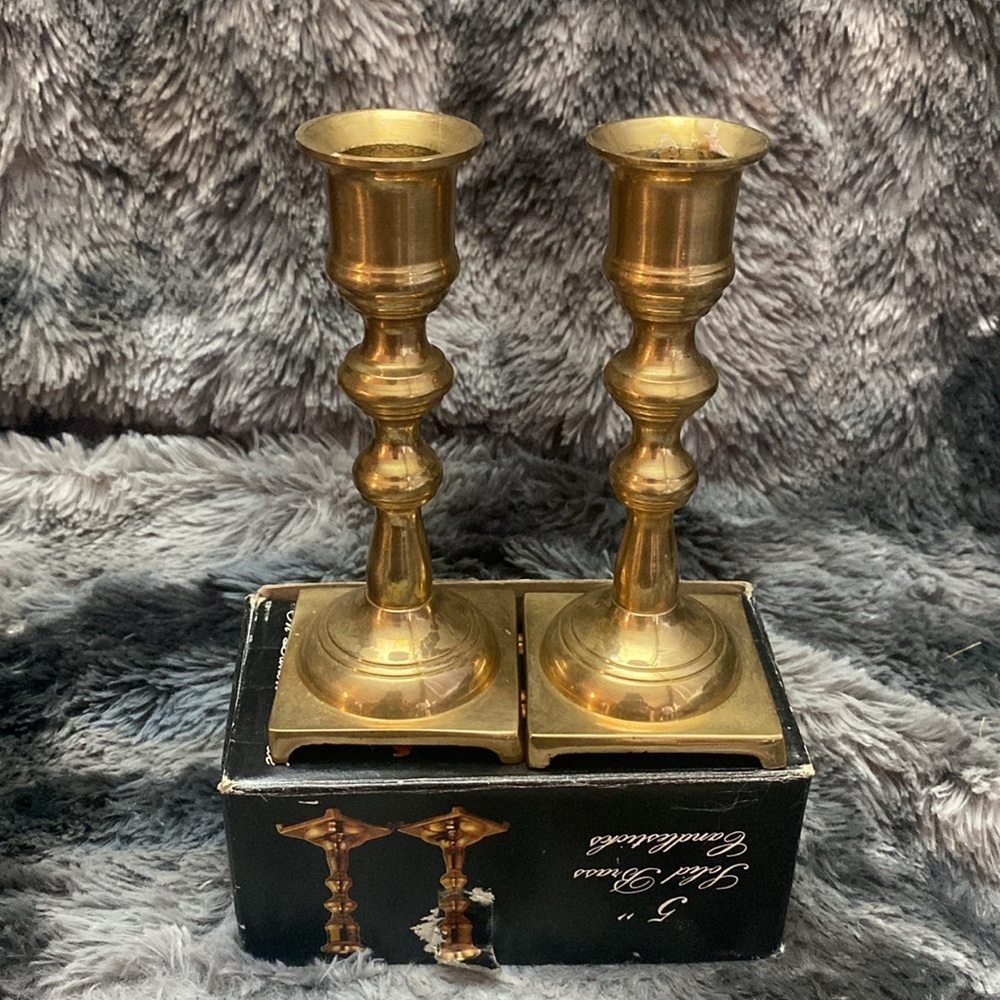 NIB Vintage Brass Candlestick 5” Candle Holders - Picture 2 of 16